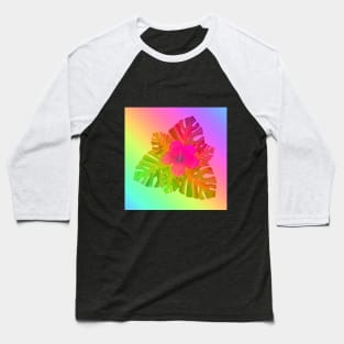 Tropical Pink Rainbow Flower Baseball T-Shirt